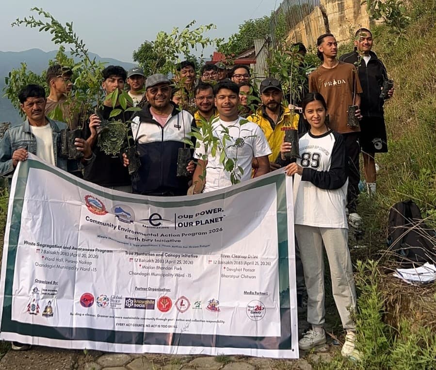 Young Voices, Green Choices: Kamal Pokhrel Ignites Earth Day 2026 Action in Chandragiri with Plantation and Cleanliness Drive